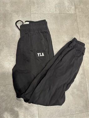 YoungLA Black Jogger Pants with White YLA Embroidery